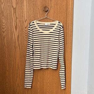 GAP Black and White Striped Long Sleeve Shirt